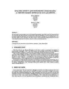 SPACING EFFECT AND MNEMONIC STRATEGIES: A THEORY-BASED APPROACH TO E-LEARNING Rehana Mubarak