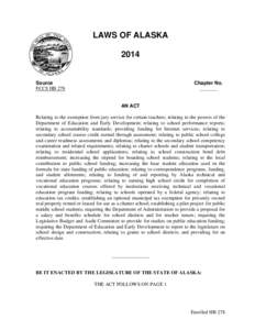 LAWS OF ALASKA 2014 Source FCCS HB 278
