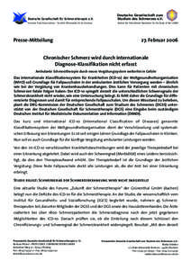 Deutsche Gesellschaft für Schmerztherapie e.V. German Pain Association · Société Allemande de la Douleur