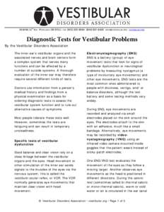 TH[removed]NE 15 AVE · PORTLAND, OR 97211 · FAX: ([removed] · ([removed] · [removed] · VESTIBULAR.ORG Diagnostic Tests for Vestibular Problems