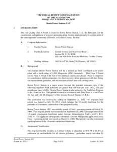 TECHNICAL REVIEW AND EVALUATION OF APPLICATION FOR AIR QUALITY PERMIT NO[removed]Bowie Power Station, LLC I.