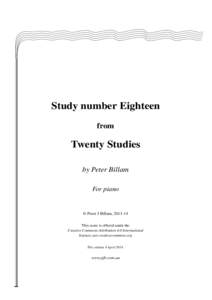 Study number Eighteen from Twenty Studies by Peter Billam For piano