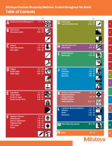 Mitutoyo Precision Measuring Machines Trusted throughout the World  Table of Contents Pages