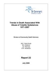 Trends in Death Associated With Abuse of Volatile SubstancesDivision of Community Health Sciences