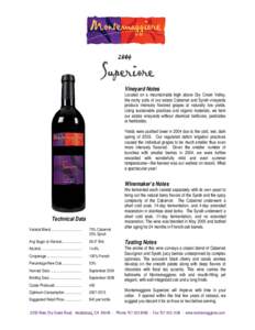 Vineyard Notes  Located on a mountainside high above Dry Creek Valley,