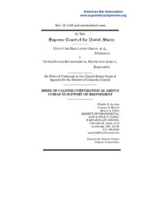 Nos[removed]and consolidated cases  IN THE _______________  UTILITY AIR REGULATORY GROUP, et al.,