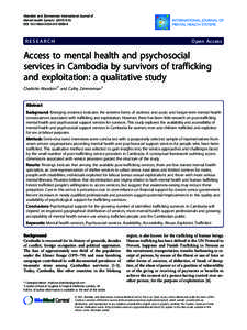 Access to mental health and psychosocial services in Cambodia by survivors of trafficking and exploitation: a qualitative study
