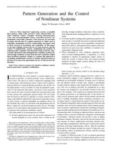 IEEE TRANSACTIONS ON AUTOMATIC CONTROL, VOL. 48, NO. 10, OCTOBERPattern Generation and the Control of Nonlinear Systems