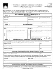 Transfer of Homestead Assessment Difference Attachment to Original Application for Ad Valorem Tax Exemption Section[removed], Florida Statutes DR-501T R[removed]