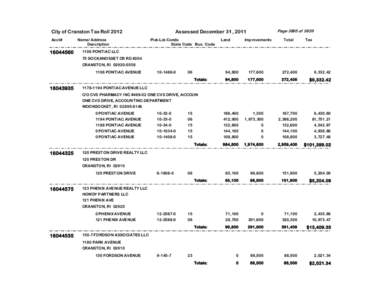 City of Cranston Tax Roll 2012 Acct# [removed]Name/ Address