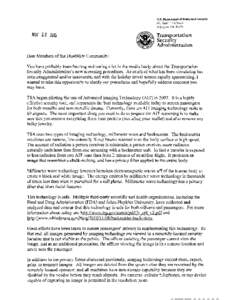 Letter from TSA to Disability Community