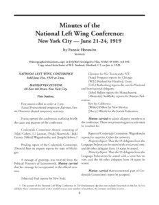 Minutes of the National Left Wing Confernce [June 21-24, [removed]