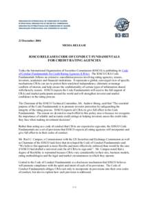 ORGANIZACIÓN INTERNACIONAL DE COMISIONES DE VALORES INTERNATIONAL ORGANIZATION OF SECURITIES COMMISSIONS ORGANISATION INTERNATIONALE DES COMMISSIONS DE VALEURS ORGANIZAÇÃO INTERNACIONAL DAS COMISSÕES DE VALORES  23 D