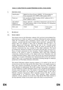 Annex 1: Action Fiche for occupied Palestinian territory, Israel, Jordan 1. IDENTIFICATION Title/Number