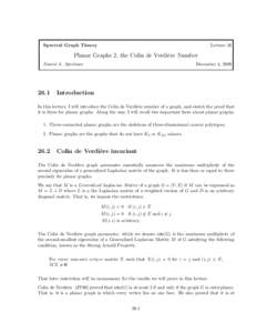 Lecture 26  Spectral Graph Theory Planar Graphs 2, the Colin de Verdi`ere Number December 4, 2009