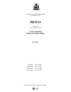 1ST SESSION, 37TH LEGISLATURE, ONTARIO 49 ELIZABETH II, 2000 Bill Pr24 (Chapter Pr8 Statutes of Ontario, 2000)