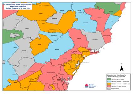 Central Coast, Hunter and surrounds 4 Bedroom Expected Waiting Times as at 30 June 2014 WALC HA  TAMWORTH