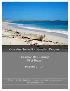 Gnaraloo Turtle Conservation Program Gnaraloo Bay Rookery Final Report