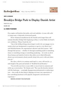 Brooklyn Bridge Park to Display Danish Artist - NYTimes.com http://nyti.ms/1E5KTLx
