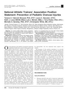 Journal of Athletic Training 2011;46(2):206–220 g by the National Athletic Trainers’ Association, Inc www.nata.org/jat  position statement