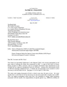 LAW OFFICES OF  PATRICK J. MALONEY 2425 WEBB AVENUE, SUITE 100 ALAMEDA ISLAND, CALIFORNIA[removed]PATRICK J. “MIKE” MALONEY