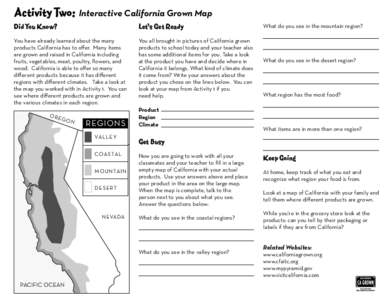 Activity Two:  Interactive California Grown Map Did You Know?