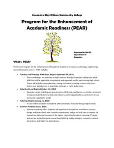 Keweenaw Bay Ojibwa Community College  Program for the Enhancement of Academic Readiness (PEAR)  Sponsored by the U.S.
