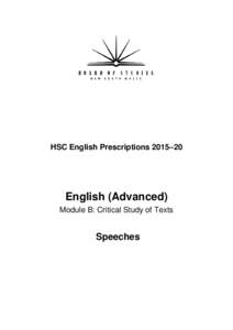 HSC English Prescriptions 2015–20 -  Advanced Speeches