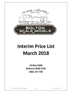 Interim Price List March 2018 PO Box 9440 Bathurst NSW758