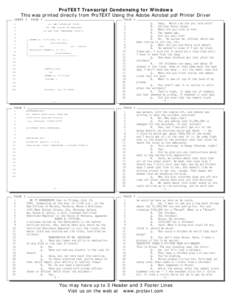 ProTEXT Transcript Condensing for Windows This was printed directly from ProTEXT Using the Adobe Acrobat pdf Printer Driver SHEET 1 PAGE 1