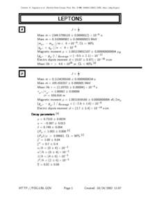 Citation: K. Hagiwara et al. (Particle Data Group), Phys. Rev. D 66, URL: http://pdg.lbl.gov)  LEPTONS e  J =