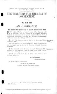 [Extract from Commonwealth of Australia Gazette, No. 24, dated 27th March, [removed]THE TERRITORY FOR THE SEAT OF GOVERNMENT. No. 3 of 1930.