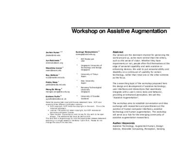 Workshop on Assistive Augmentation  Jochen Huber Suranga Nanayakkara [removed]
