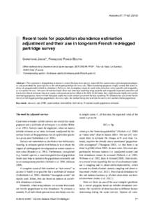 Avocetta 37: Recent tools for population abundance estimation adjustment and their use in long-term French red-legged partridge survey Christiane Jakob*, Françoise Ponce-Boutin