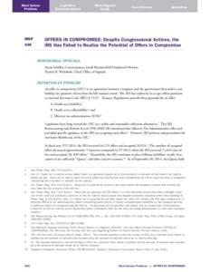 Income tax in the United States / Office of the Taxpayer Advocate / Tax return / Nina E. Olson / Government / Treasury Inspector General for Tax Administration / Economy of the United States / Public administration / Tax levies / Taxation in the United States / Internal Revenue Service / Offer in compromise