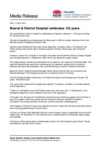 Bowral & District Hospital celebrates 125 years