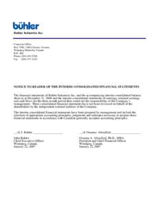 Buhler Industries Inc.  Corporate Office Box 7300, 1260 Clarence Avenue, Winnipeg Manitoba, Canada R3C 4E8