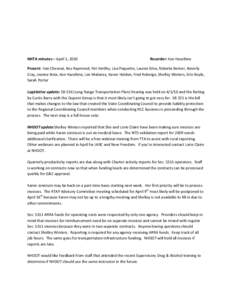 NHTA minutes – April 1, 2010  Recorder: Ken Hazeltine Present- Van Chesnut, Bev Raymond, Pat Herlihy, Lisa Paquette, Lauren Silva, Roberta Berner, Beverly Cray, Jeanne Bota, Ken Hazeltine, Lee Maloney, Karen Holden, Fr