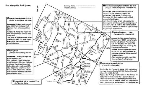 Existing Trails Proposed Trails ➣  East Montpelier Trail System