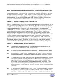 Draft Environmental Assessment For The Cochiti Priority Sites[removed]and[removed]August[removed]Irreversible and Irretrievable Commitment of Resources of the Proposed Action Some top soil would be removed from the proj