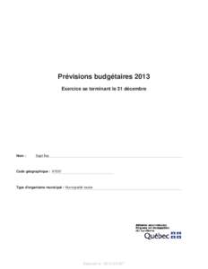 Prévisions budgétaires 2013