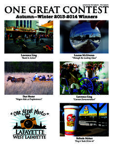 sponsored by Visit Lafayette – West Lafayette  Autumn—Winter[removed]Winners Lawrence Ling “Band in Action”