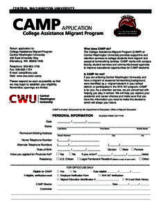 CENTRAL WASHINGTON UNIVERSITY  CAMP APPLICATION