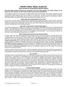 Pfeiffer Public Water AuthorityAnnual Drinking Water Quality Report Este documento contiene información importante acerca del agua potable que usted consume. Si no puede leer este informe, por favor pida a alguie