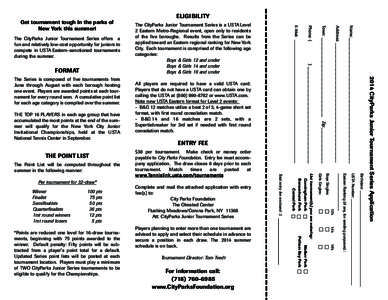 ELIGIBILITY  The Point List will be computed throughout the summer in the following manner:  Birthdate: _________________________________________________