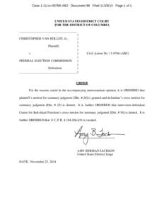 Case 1:11-cv[removed]ABJ Document 99 Filed[removed]Page 1 of 1  UNITED STATES DISTRICT COURT FOR THE DISTRICT OF COLUMBIA ____________________________________ )