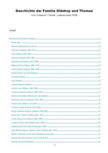 Geschichte der Familie Oldekop und Thomae Von Friedrich Thomä, Lüdenscheid 1955