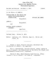 State of New York Supreme Court, Appellate Division Third Judicial Department Decided and Entered: December 4, 2014 ________________________________