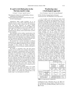 Goldschmidt Conference Abstracts[removed]A715 B- and Li-rich fluid pulses in the Mariana mantle wedge