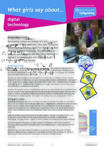 Registered charity numberWhat girls say about… digital technology Girlguiding briefing